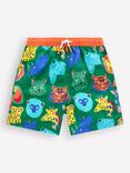 Mini Boden Kids' Swim Shorts, Multi/Animal Faces