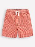 Mini Boden Kids' Cotton Stripe Shorts, Red Ticking
