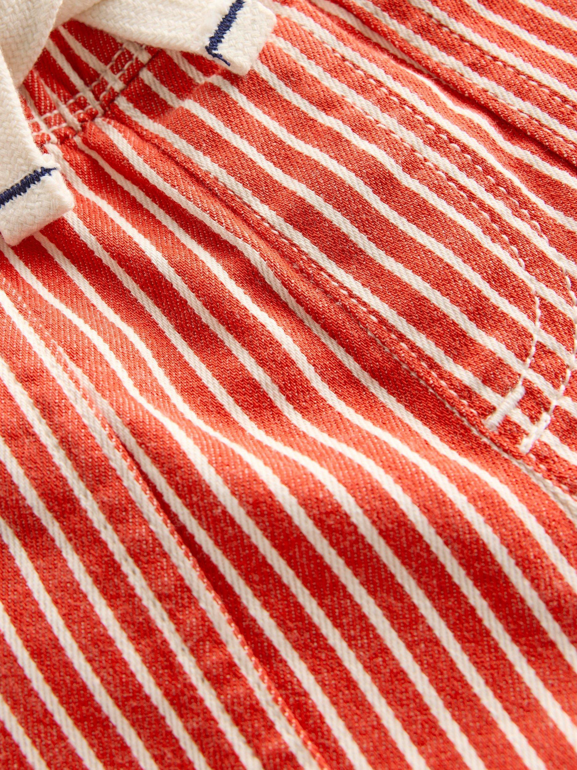 Product image 3 of 3, which shows Mini Boden Kids' Cotton Stripe Shorts, Red Ticking, 2-3 years