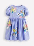 Mini Boden Kids' Madeline Cotton Woven Midi Dress, Floral Applique