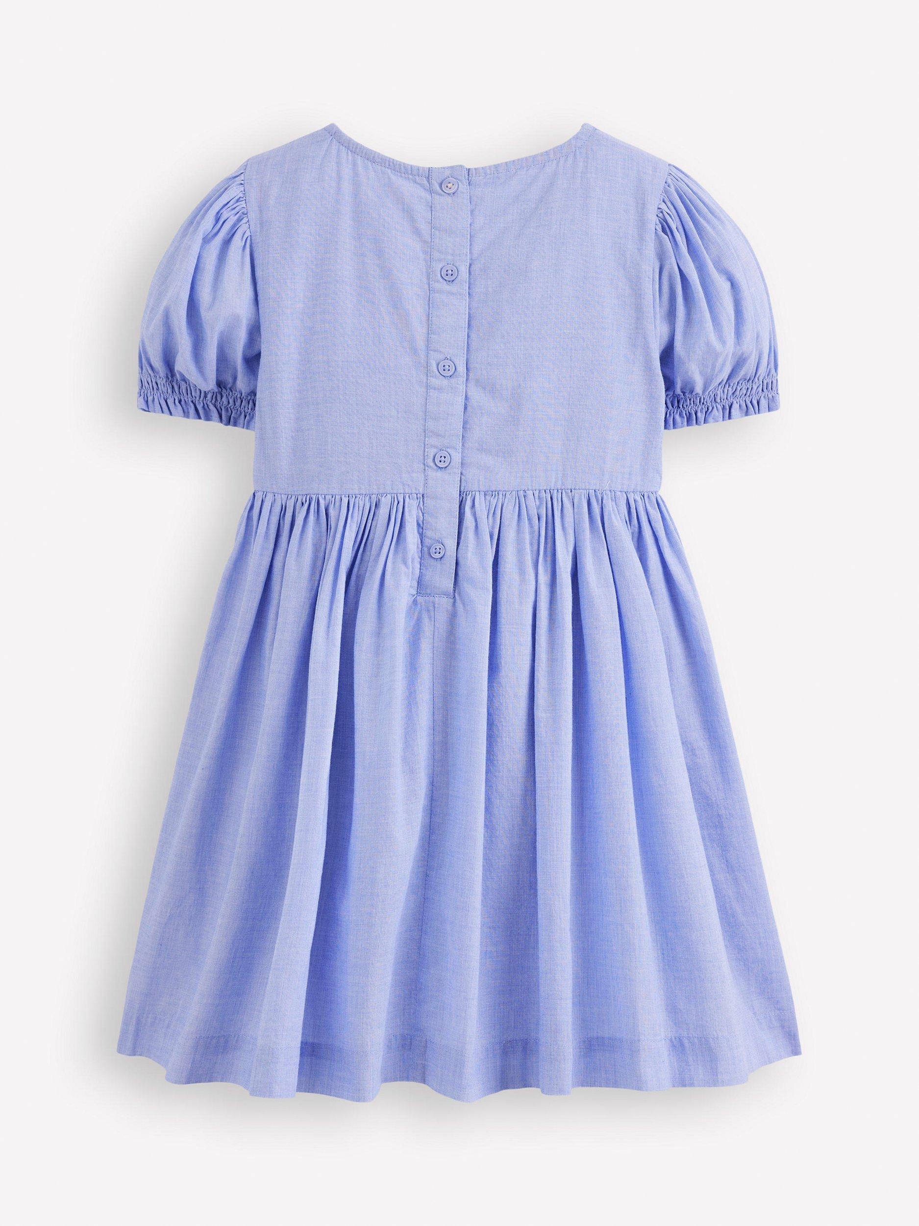Product image 2 of 3, which shows Mini Boden Kids' Madeline Cotton Woven Midi Dress, Floral Applique, 2-3 years