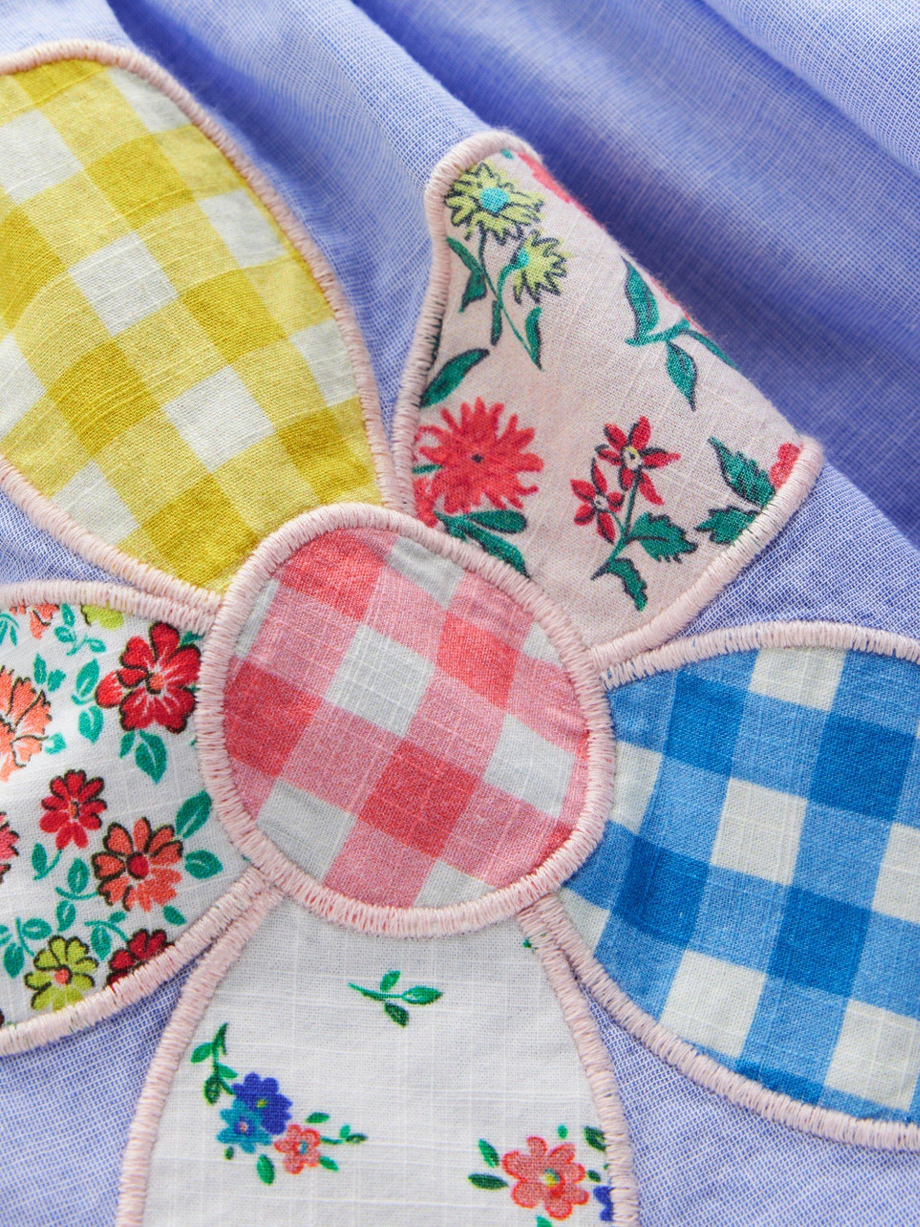 Product image 3 of 3, which shows Mini Boden Kids' Madeline Cotton Woven Midi Dress, Floral Applique, 2-3 years