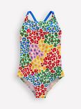 Mini Boden Kids' Selena Multi-Strap Swimsuit, Multi Leopard
