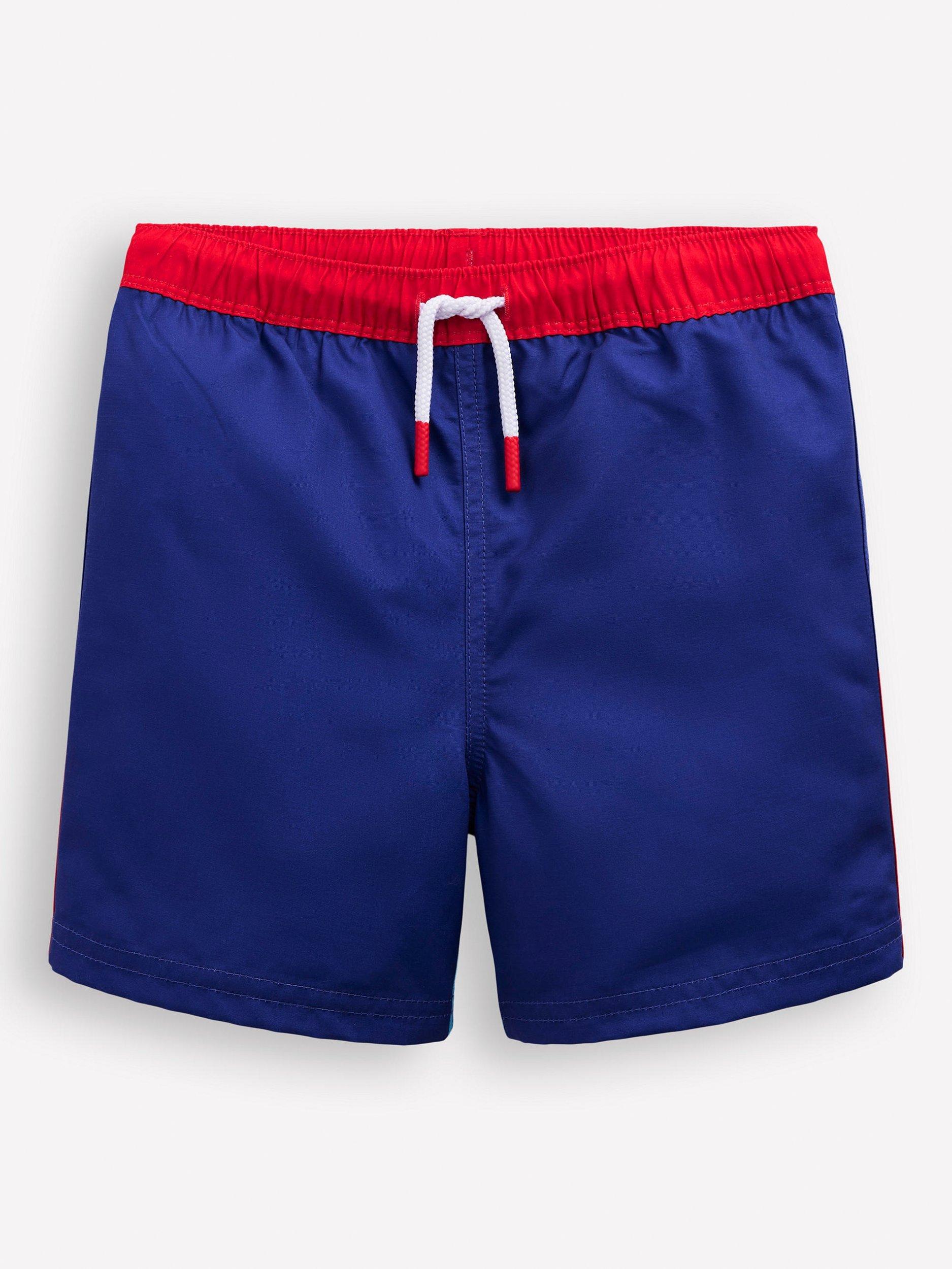 Product image 1 of 2, which shows Mini Boden Kids' Drawstring Swim Shorts, Rainbow, 2-3 years