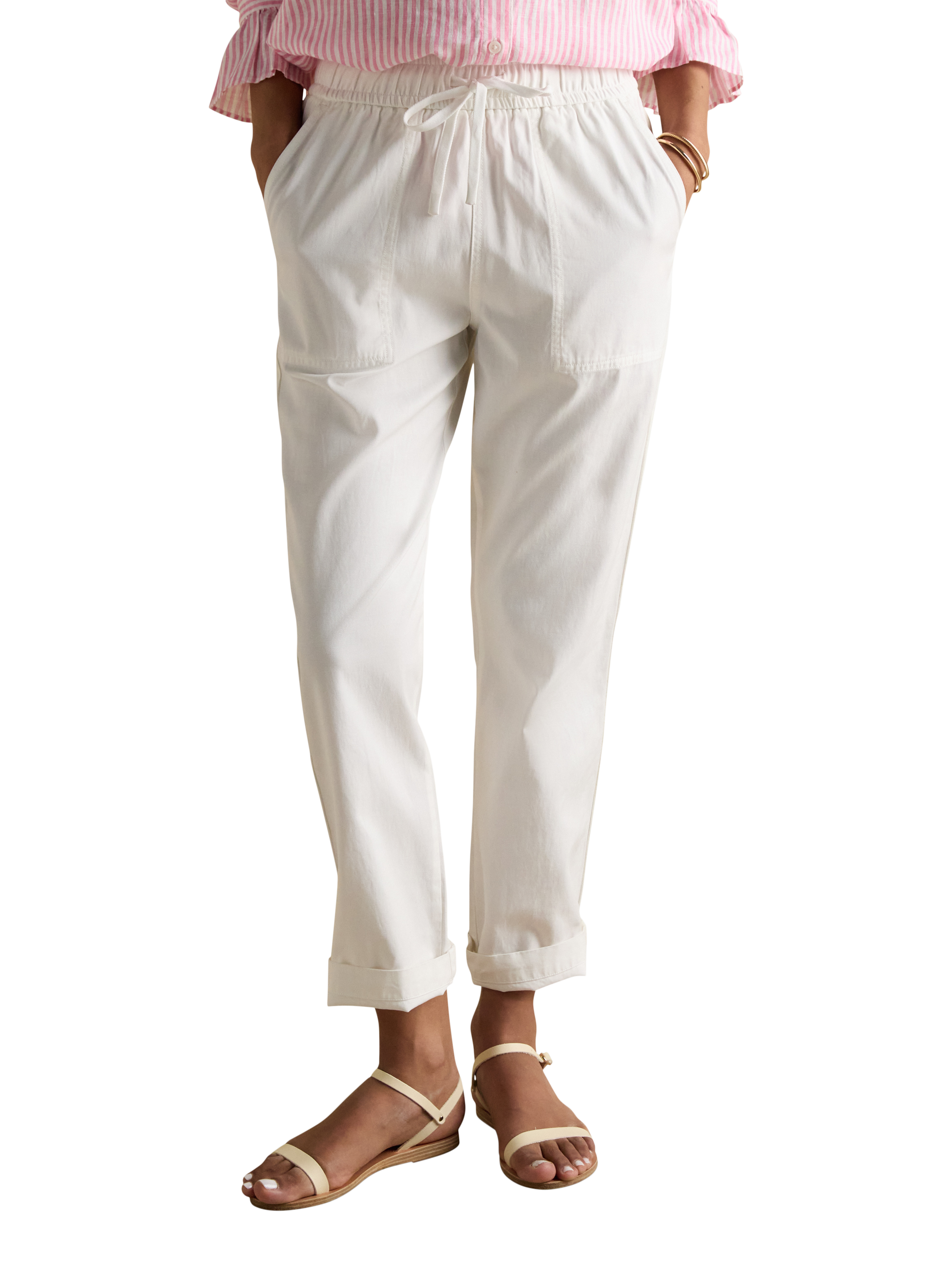Joules Elasticated Waist Slim Fit Chinos, Cream