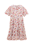 Joules Floral Broderie Anglaise Tiered Dress, Yellow/Multi