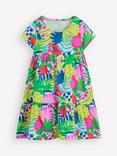 Mini Boden Kids' Ariel Cotton Twirly Tiered Dress, Multi Tropical Fruit