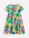 Mini Boden Kids' Ariel Cotton Twirly Tiered Dress, Multi Tropical Fruit
