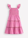 Mini Boden Kids' Addison Cotton Twirly Tiered Dress, Pink, Pink