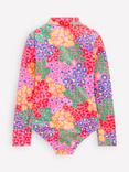 Mini Boden Kids' Zip-Up Long Sleeve Swimsuit, Pink Rainbow Leopard