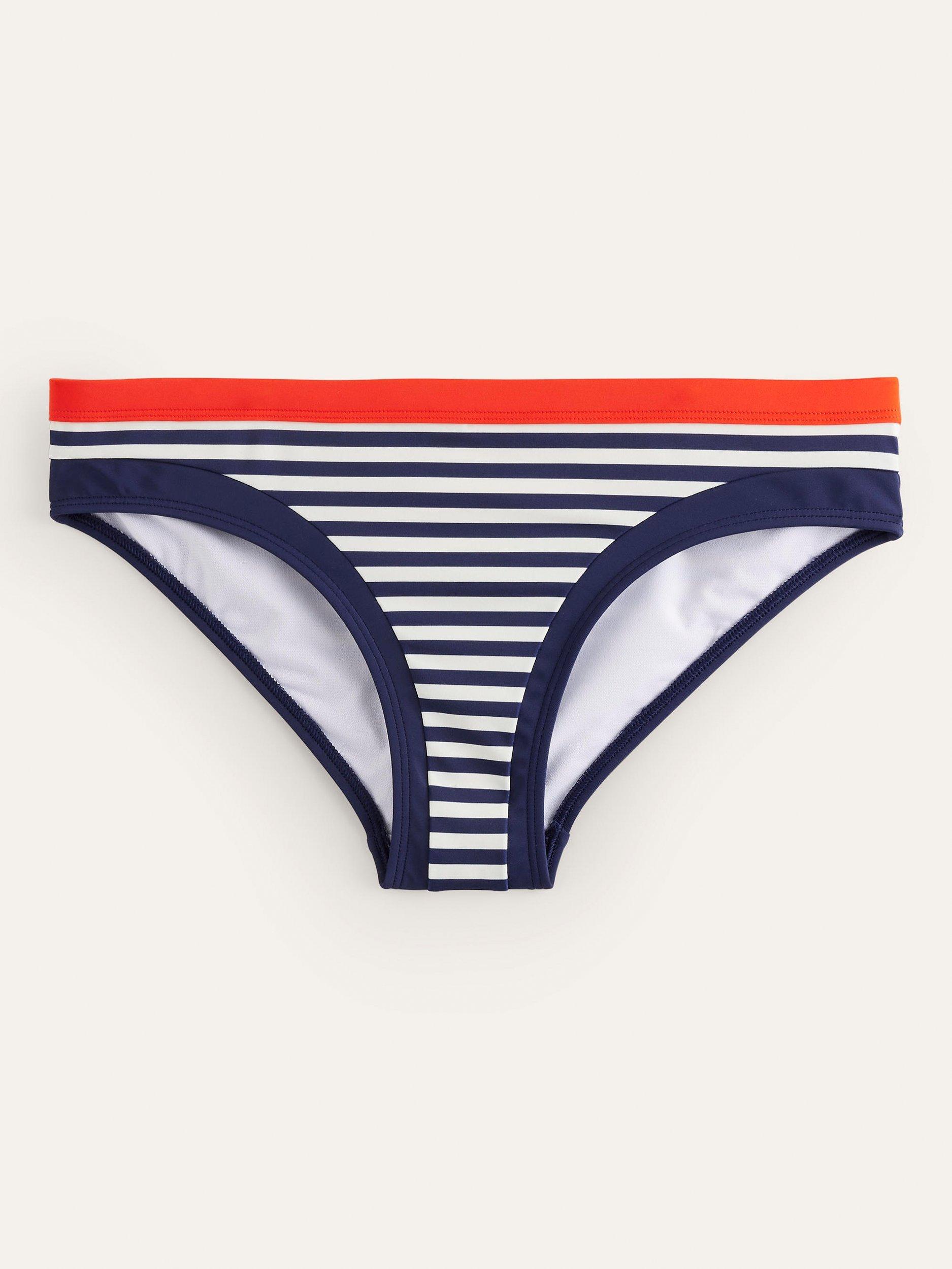 Product image 5 of 6, which shows Boden Santorini Stripe Bikini Bottoms, Red/Navy, 12