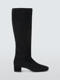 John Lewis Sable Microfibre Stretch Knee High Boots, Black, Black