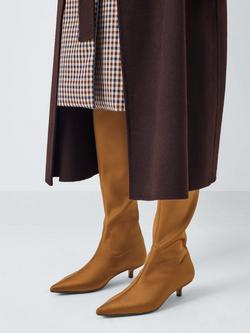 John Lewis Sweeties Kitten Heel Dressy Knee High Boots, Brown - view 2, Brown