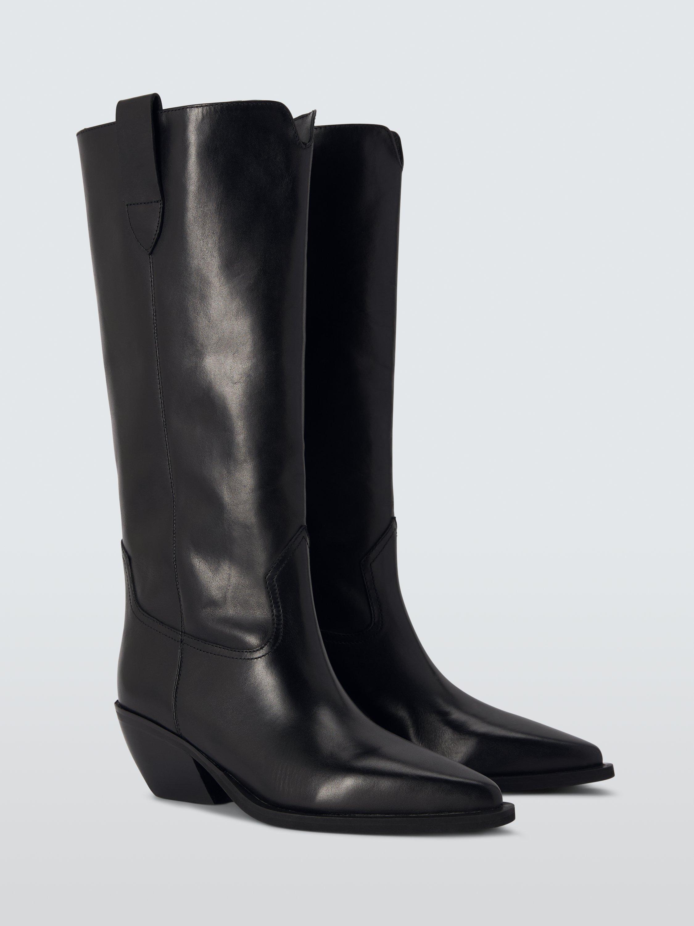 Product image 3 of 6, which shows John Lewis Tailor Austin Leather Western Knee High Boots, Black, 5