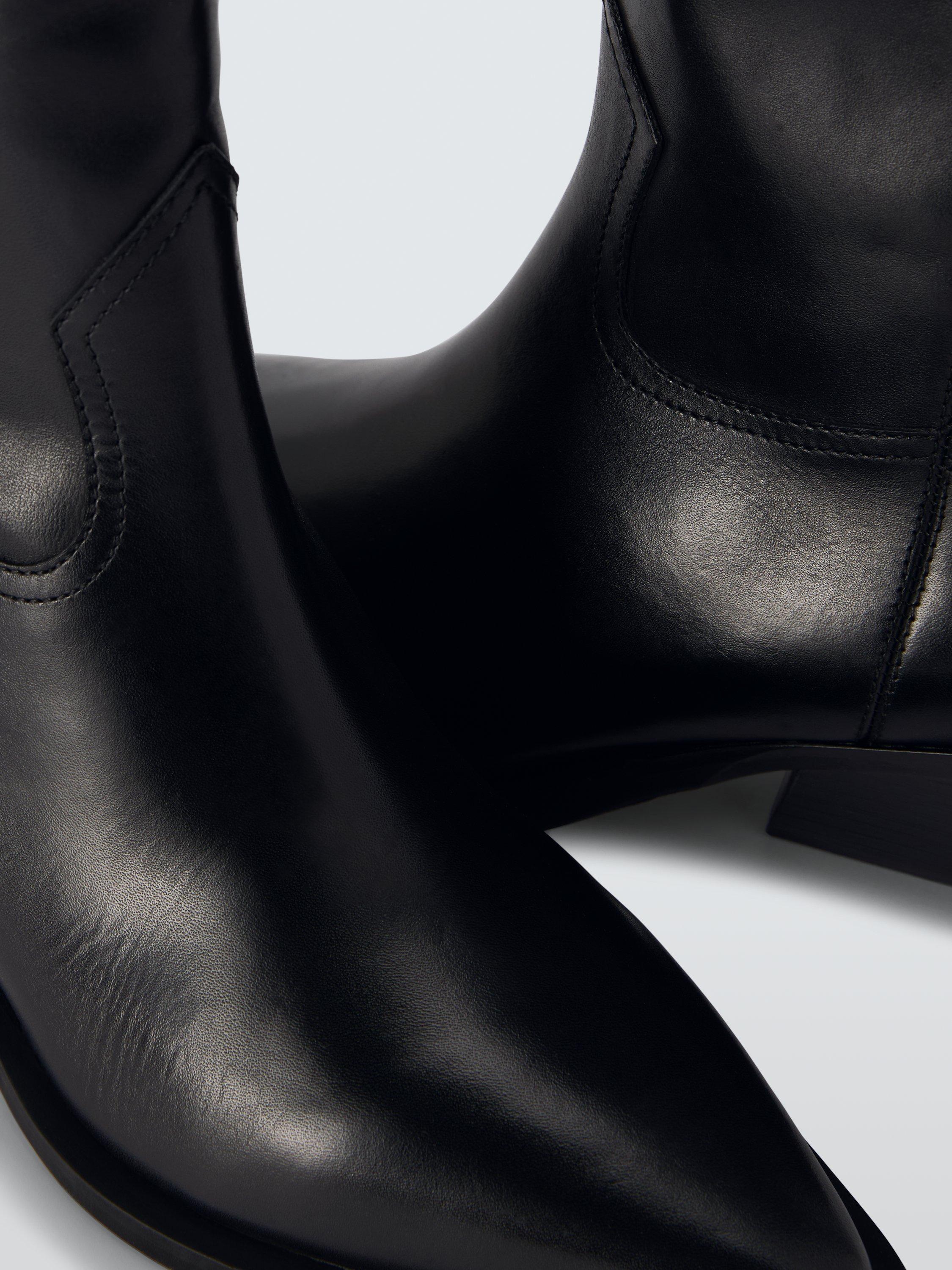 Product image 4 of 6, which shows John Lewis Tailor Austin Leather Western Knee High Boots, Black, 5