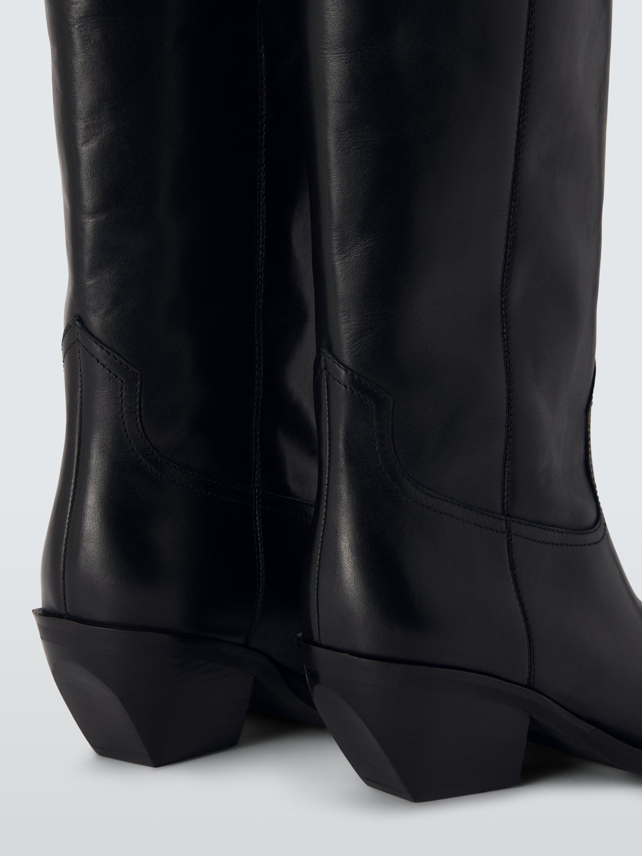 Product image 5 of 6, which shows John Lewis Tailor Austin Leather Western Knee High Boots, Black, 5