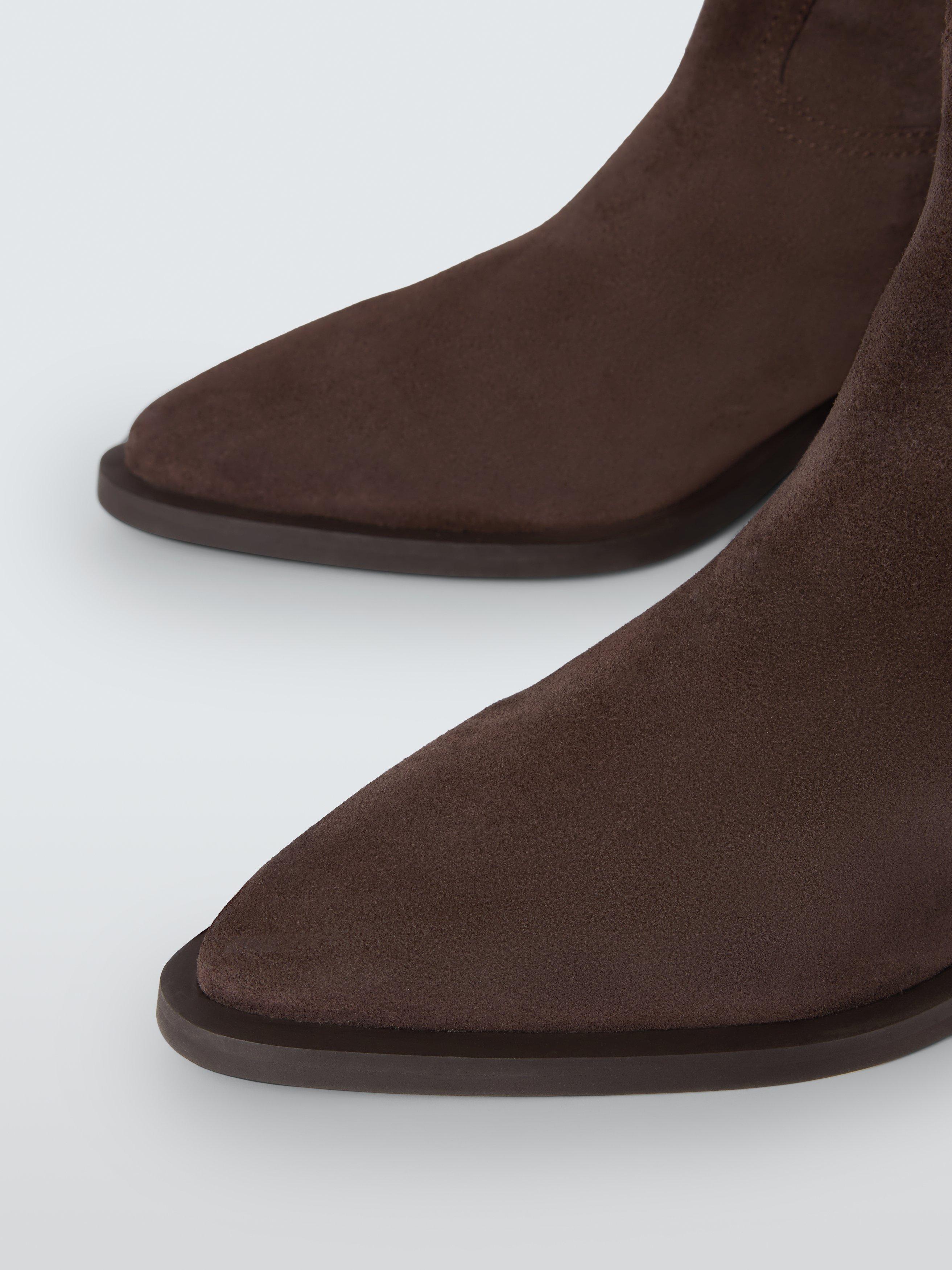 Product image 4 of 6, which shows John Lewis Tailor Austin Suede Western Knee High Boots, Brown, 3