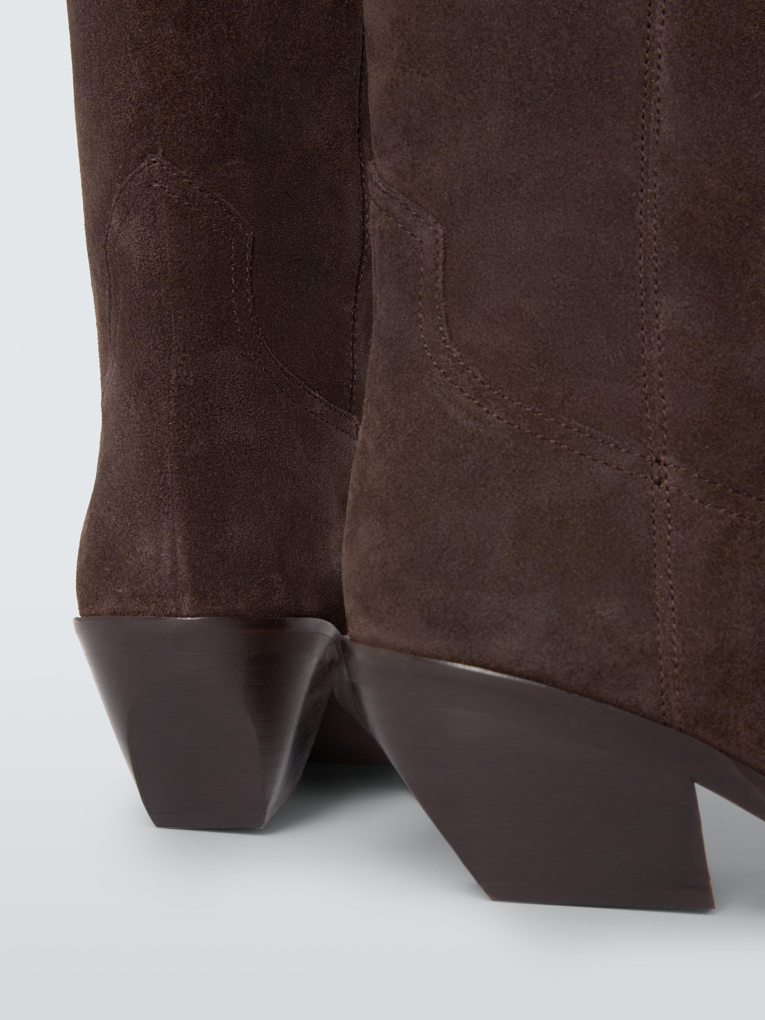 Product image 5 of 6, which shows John Lewis Tailor Austin Suede Western Knee High Boots, Brown, 3