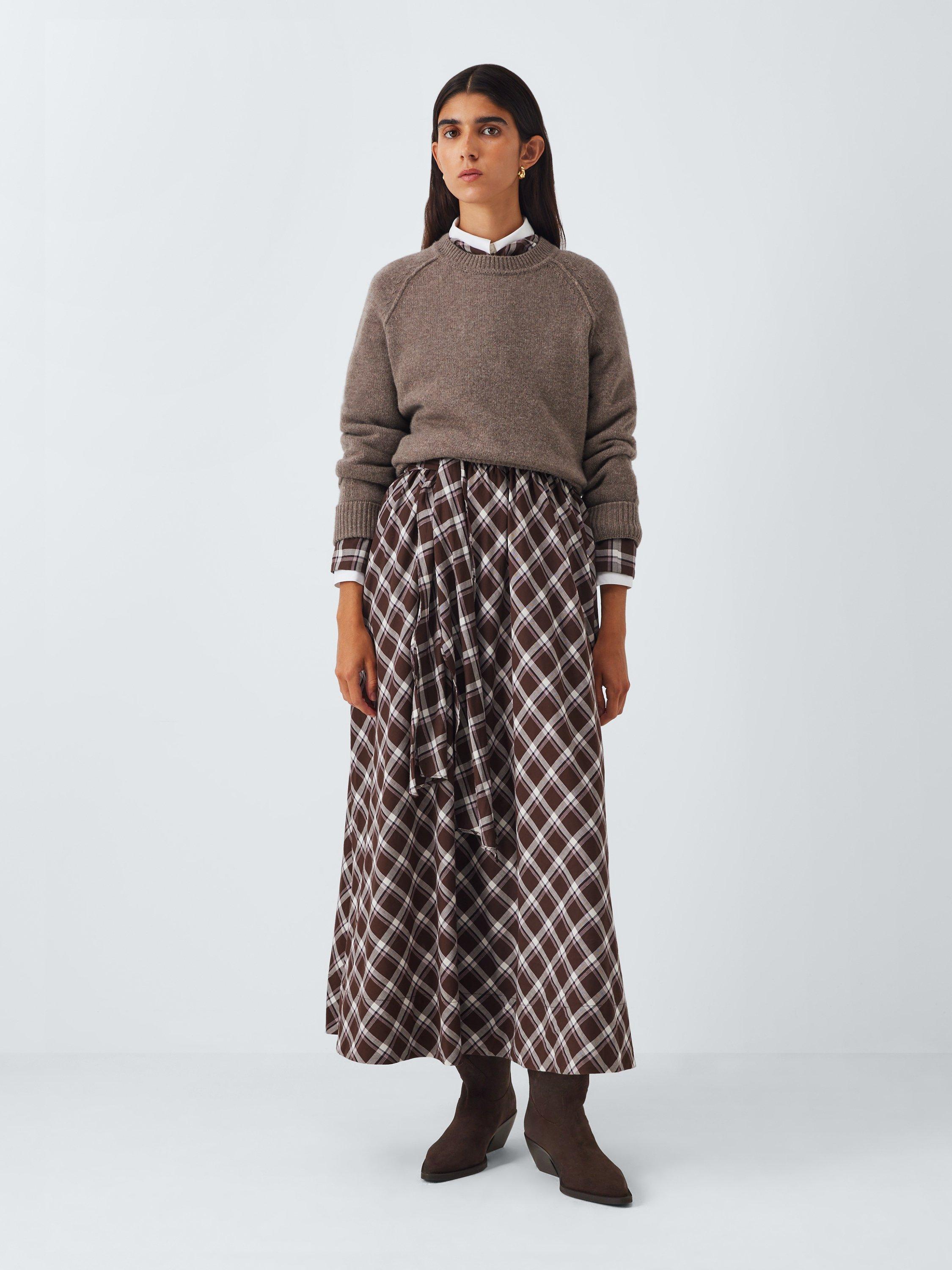 Product image 6 of 6, which shows John Lewis Tailor Austin Suede Western Knee High Boots, Brown, 3