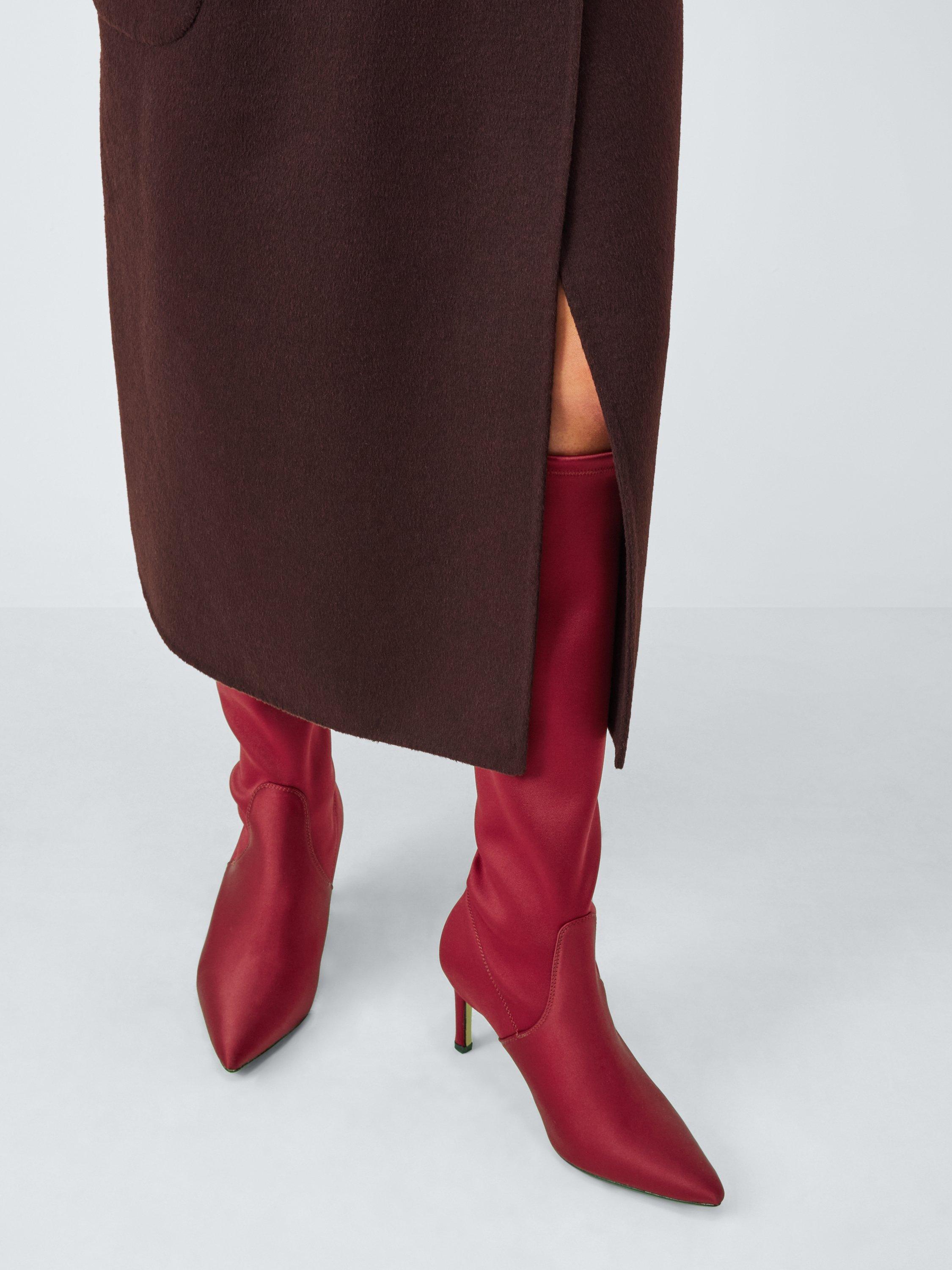 Product image 2 of 6, which shows John Lewis Sugarpuff Microfibre Stretch Stiletto Heel Knee High Boots, Red, 3