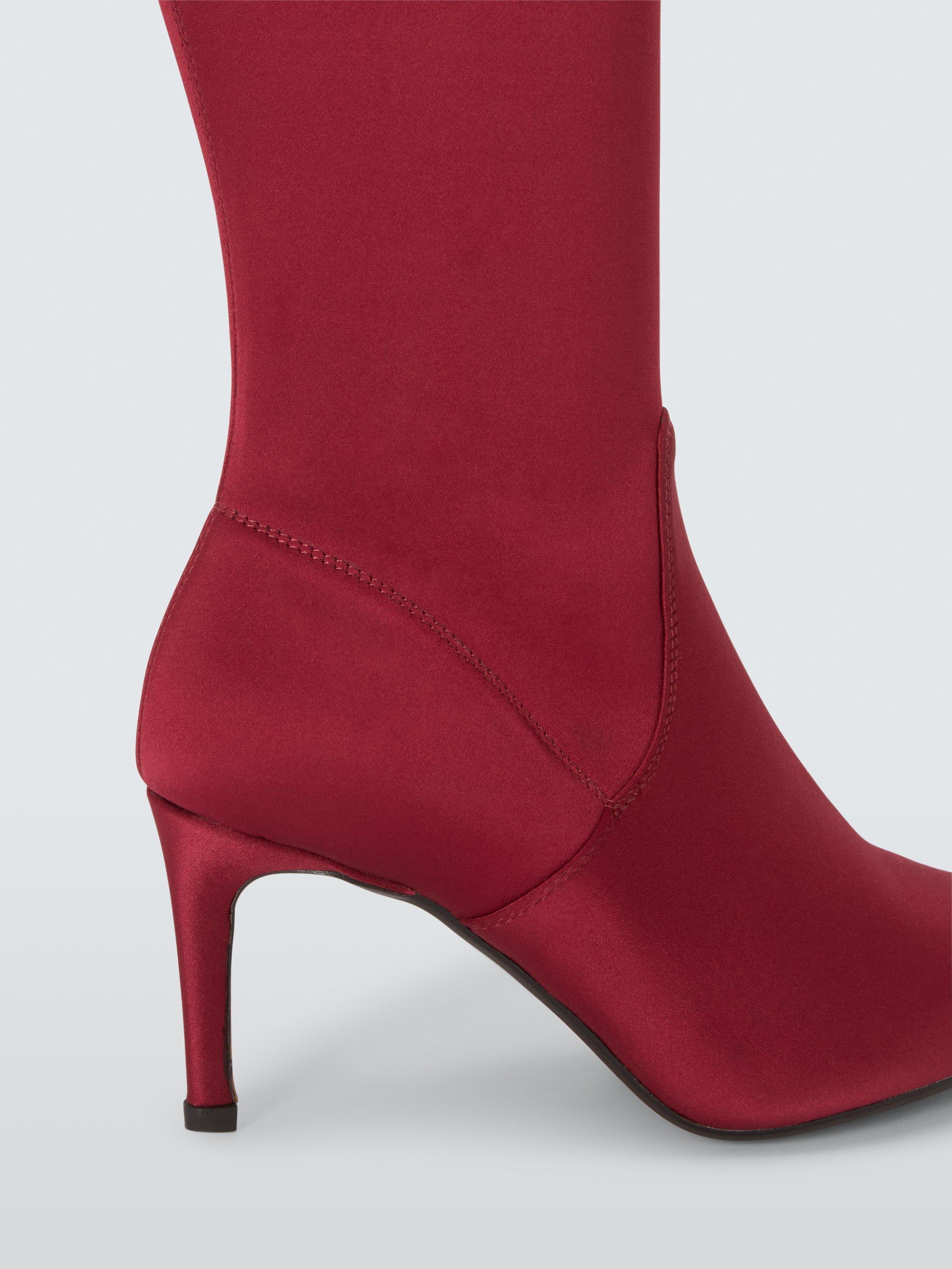 Product image 5 of 6, which shows John Lewis Sugarpuff Microfibre Stretch Stiletto Heel Knee High Boots, Red, 3