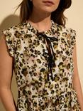 Baukjen Nicole Abstract Leopard Print Tie Front Blouse, Brown/Multi