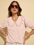 Baukjen Marti Broderie Detail Pure Organic Cotton Blouse, Powder Pink