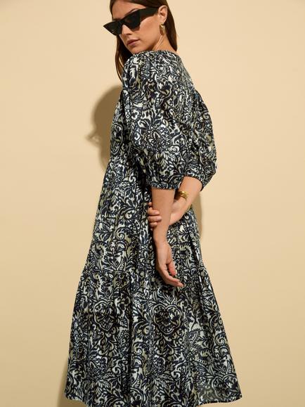 Baukjen Mathilda Abstract Pure Organic Cotton Dress, Black/Multi - view 2, Black/Multi