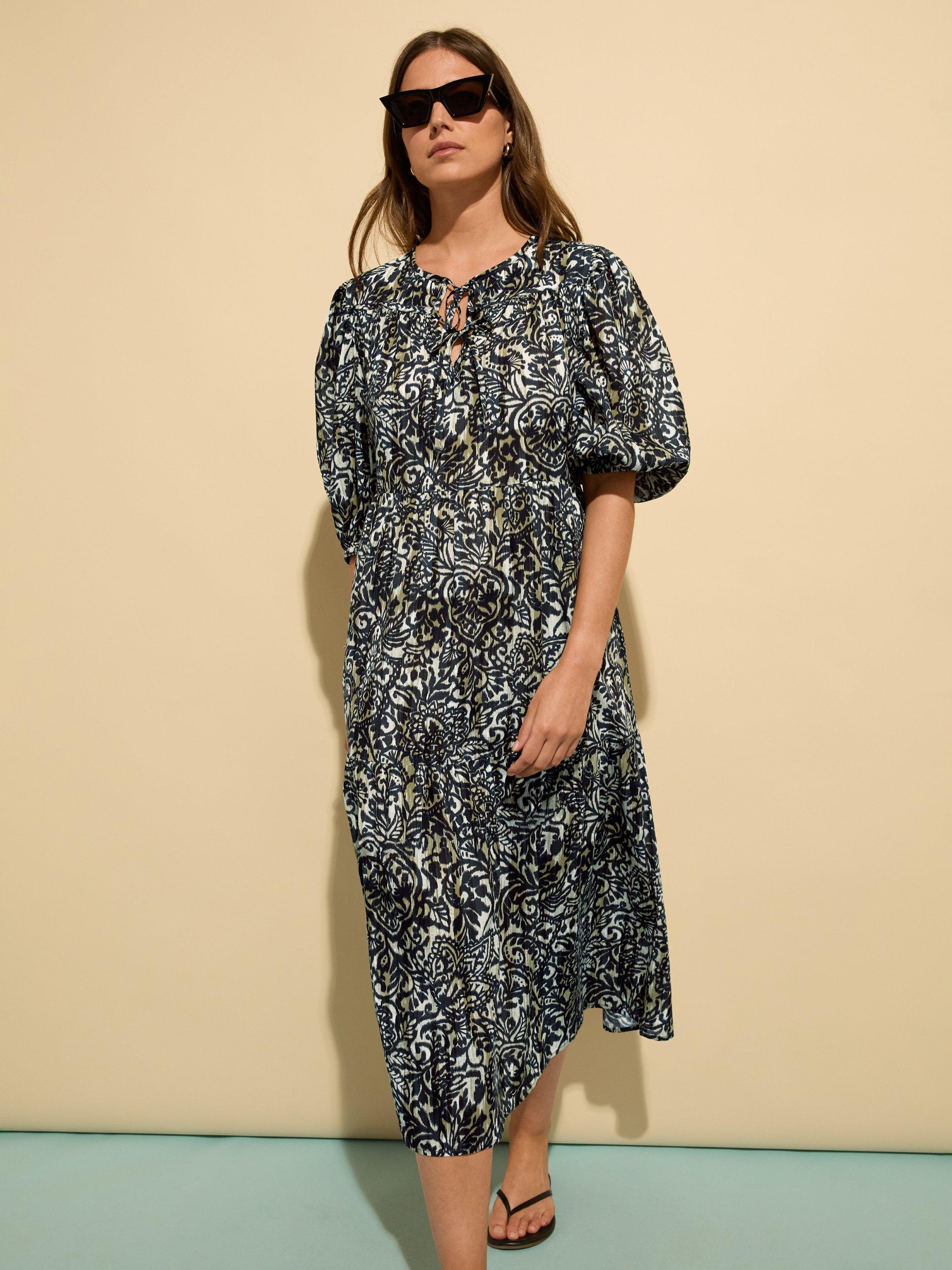 Product image 3 of 5, which shows Baukjen Mathilda Abstract Pure Organic Cotton Dress, Black/Multi, 10