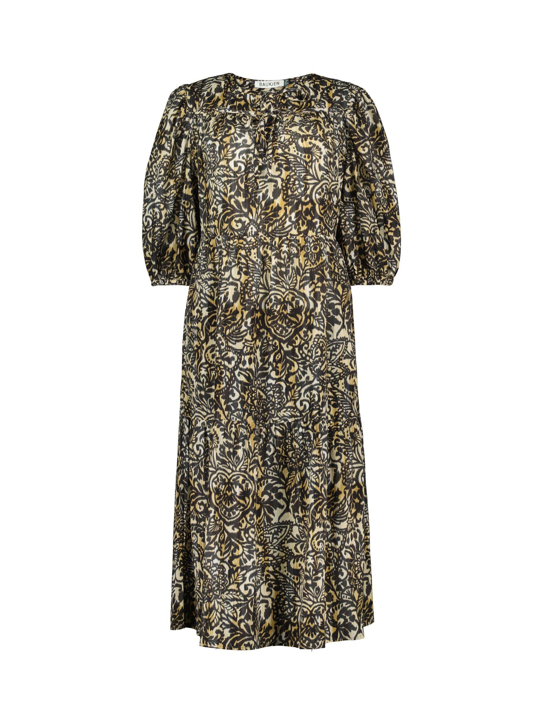 Product image 4 of 5, which shows Baukjen Mathilda Abstract Pure Organic Cotton Dress, Black/Multi, 10