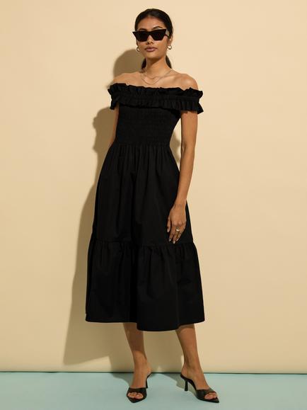 Baukjen Rafaella Pure Organic Cotton Midi Dress, Caviar Black, Caviar Black