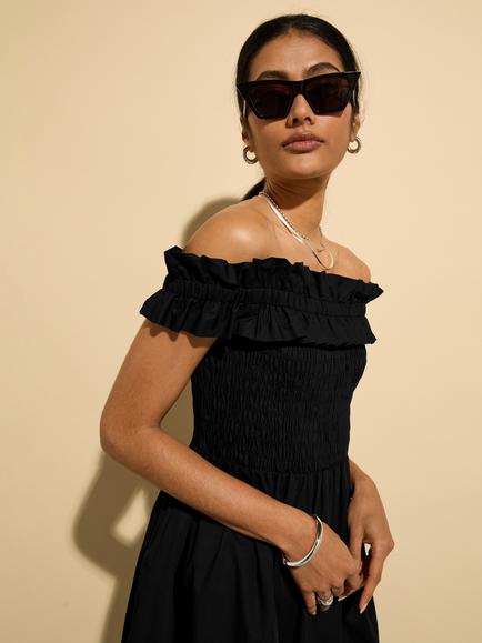 Baukjen Rafaella Pure Organic Cotton Midi Dress, Caviar Black - view 2, Caviar Black