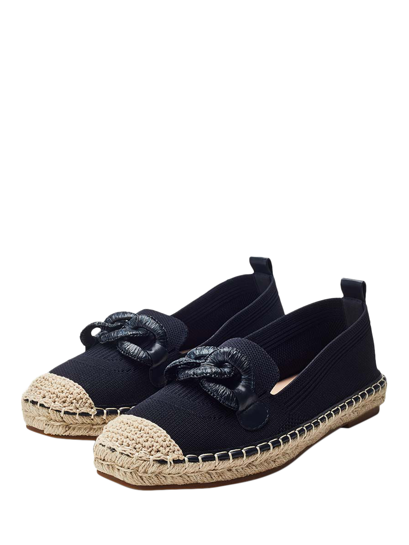 Product image 2 of 4, which shows Moda in Pelle Emaria Knitted Espadrille Loafers, Navy, 3