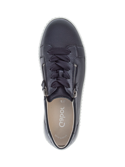 Gabor Wisdom Leather Flatform Trainers, Navy - view 2, Navy