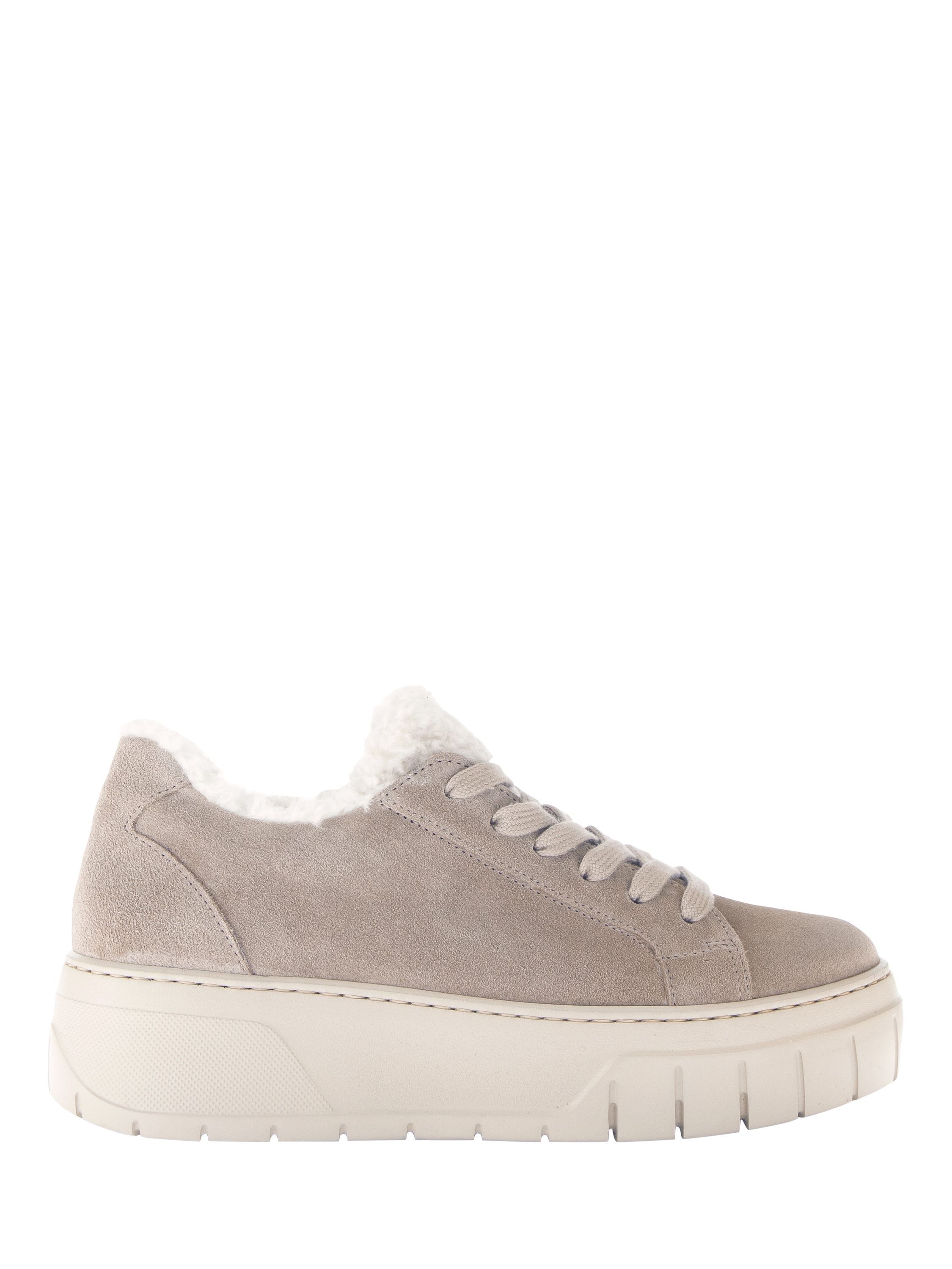Gabor Romana Suede Faux Fur Lace Up Chunky Trainers, Beige