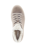 Gabor Romana Suede Faux Fur Lace Up Chunky Trainers, Beige