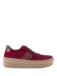 Gabor Steam Suede Lace Up Chunky Trainers, Red/Multi
