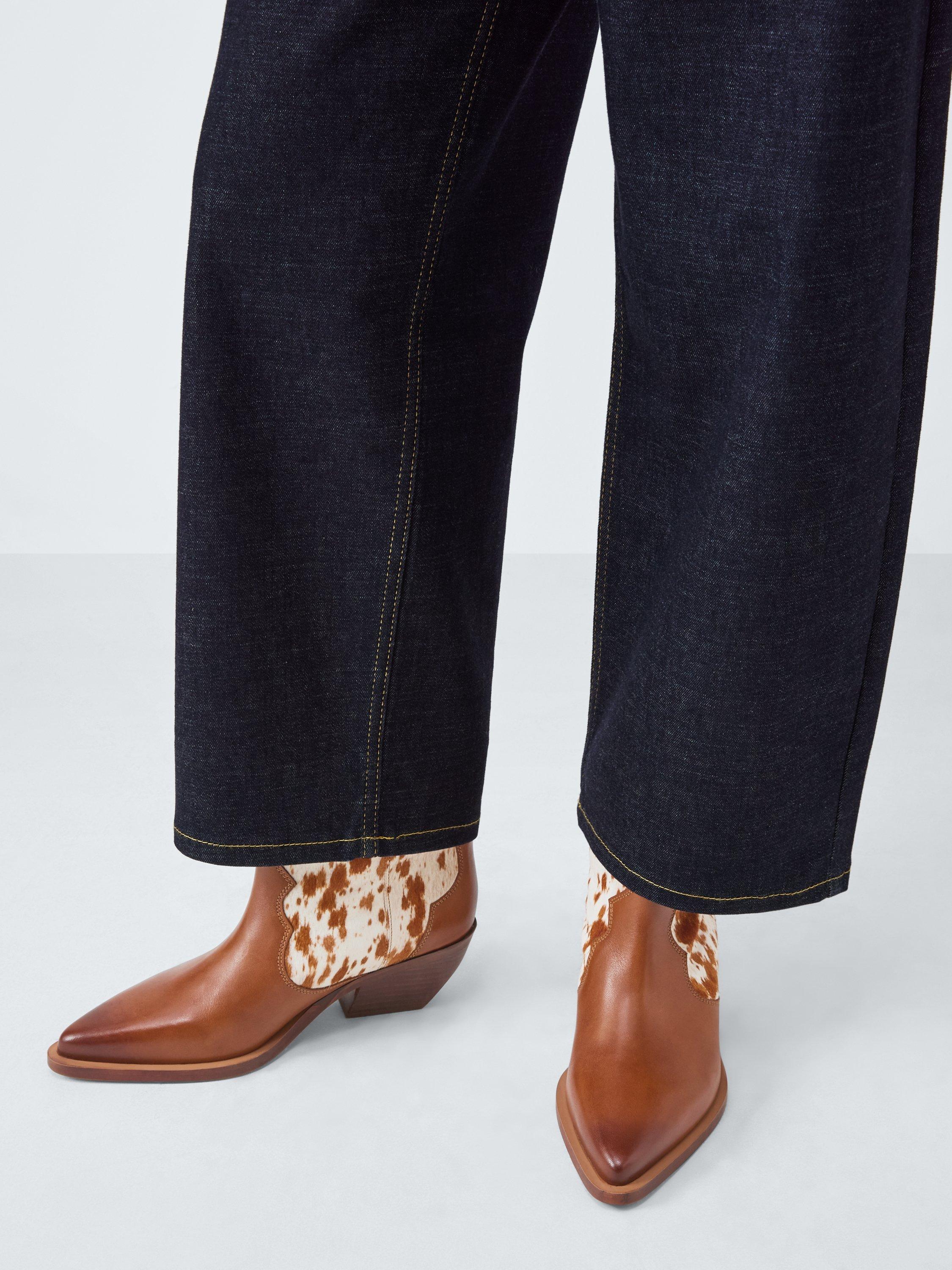 Product image 2 of 6, which shows John Lewis Promise Austin Leather Western Ankle Boots, Brown/Multi, 5