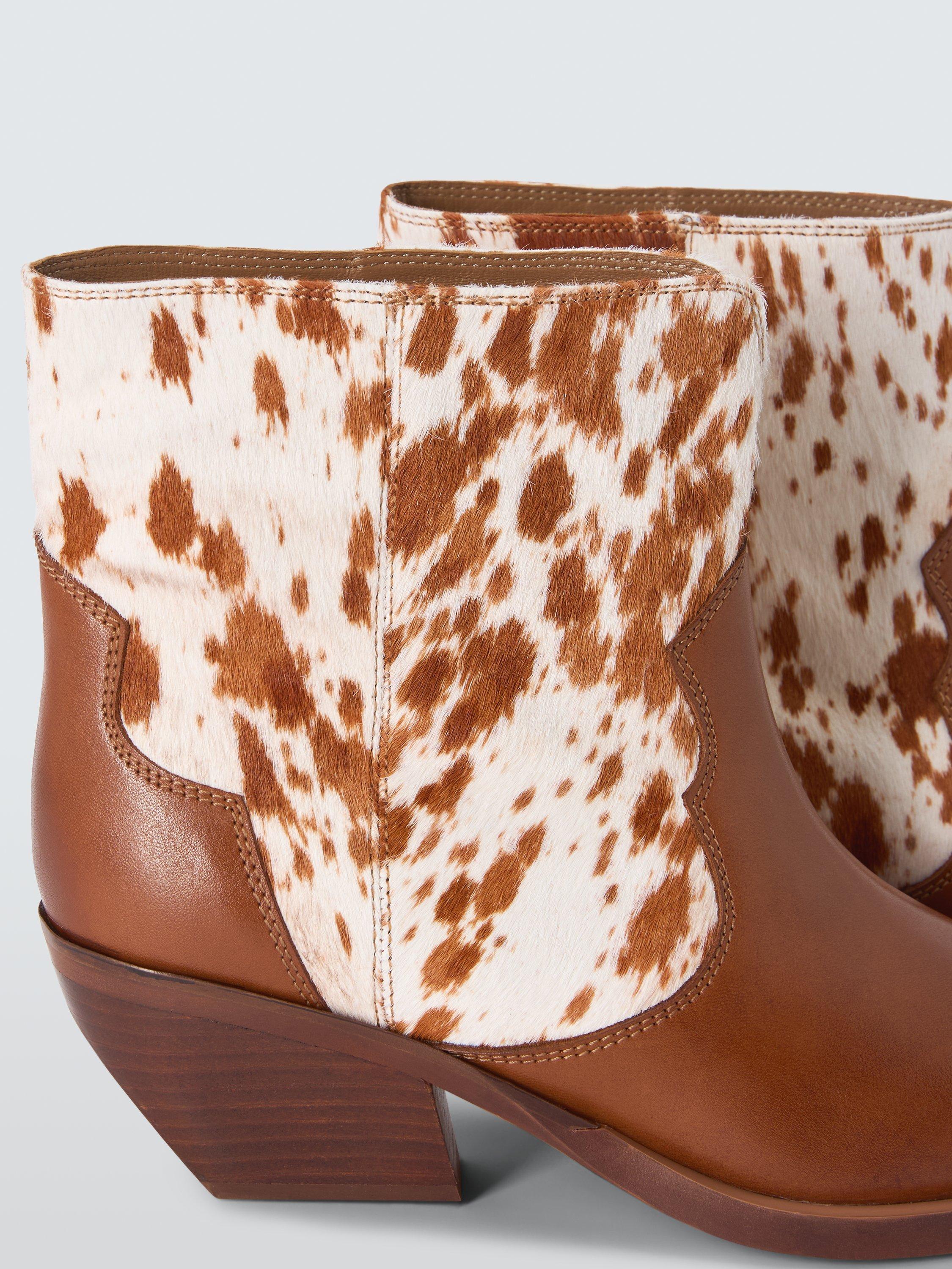 Product image 4 of 6, which shows John Lewis Promise Austin Leather Western Ankle Boots, Brown/Multi, 5