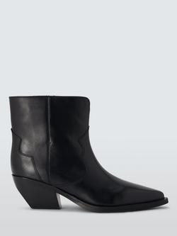 John Lewis Promise Austin Leather Western Ankle Boots, Black, Black