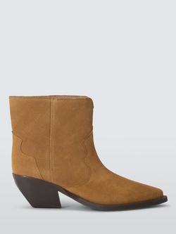 John Lewis Promise Austin Suede Western Ankle Boots, Sand, Sand