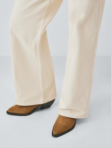 John Lewis Promise Austin Suede Western Ankle Boots, Sand - view 2, Sand