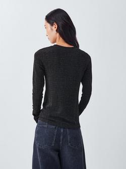 AND/OR Glitter Thread Long Sleeve Top, Black - view 2, Black