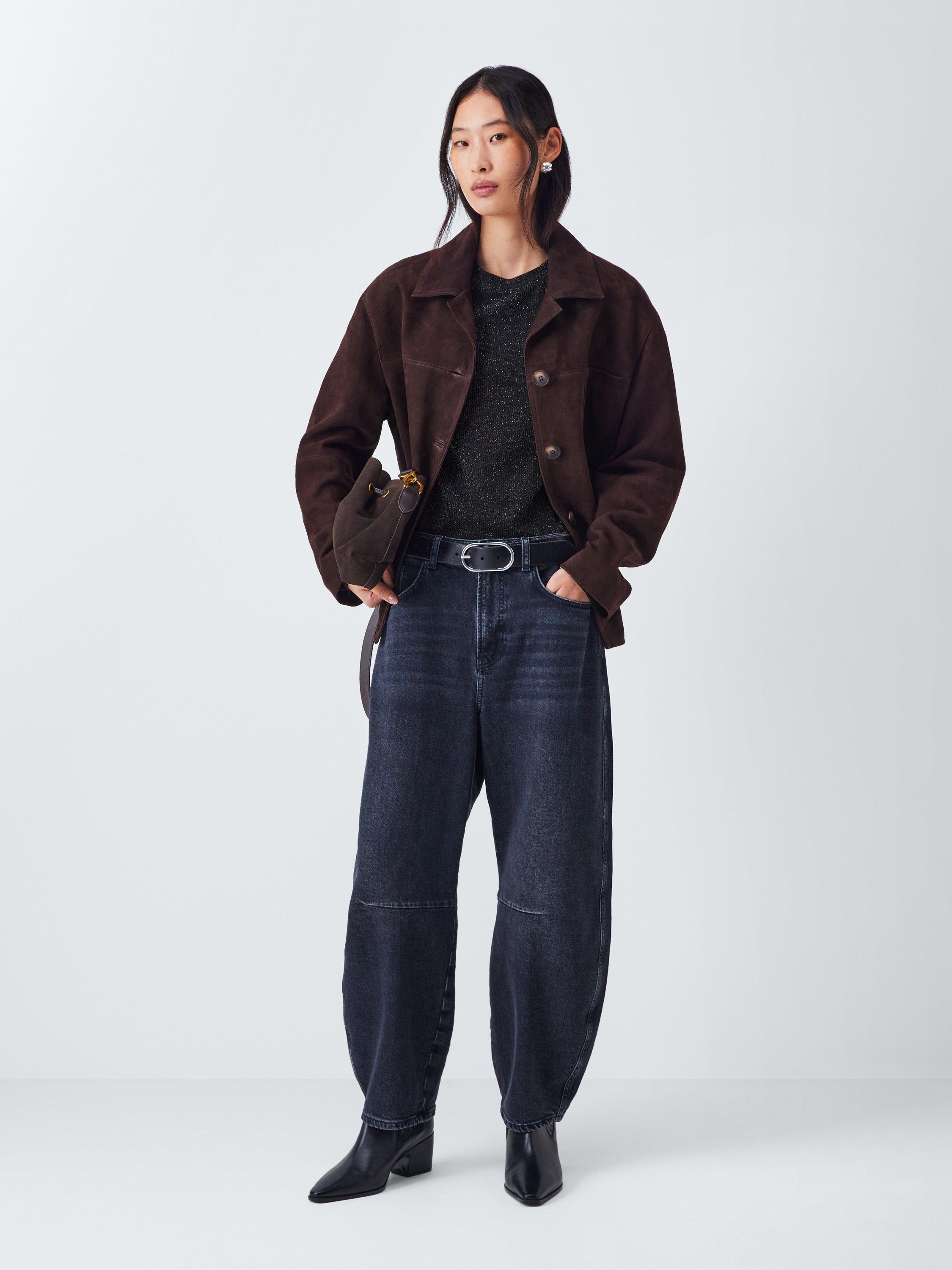 Product image 3 of 6, which shows AND/OR Glitter Thread Long Sleeve Top, Black, 6