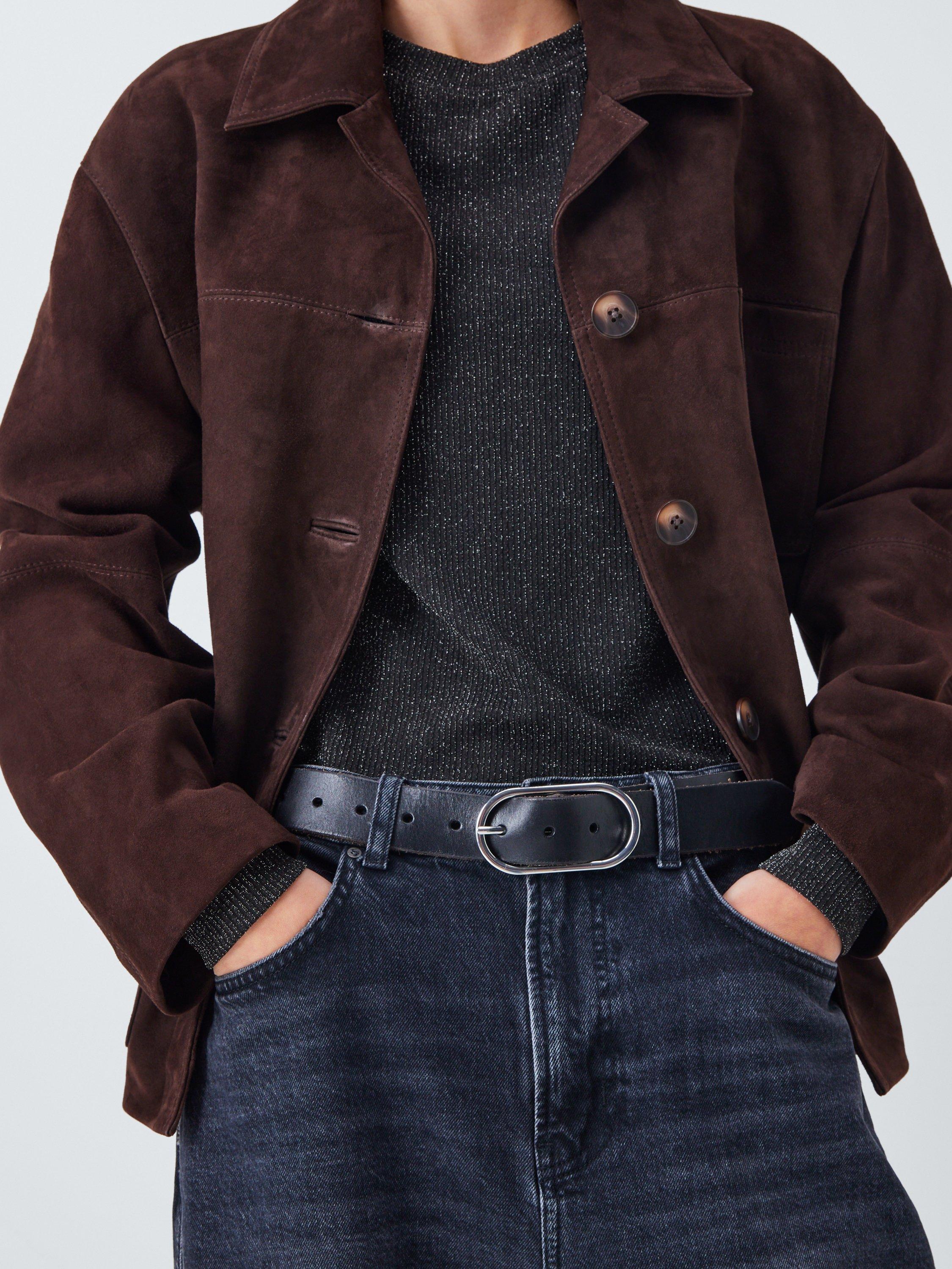 Product image 6 of 6, which shows AND/OR Glitter Thread Long Sleeve Top, Black, 6