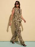 Baukjen Lauren Abstract Leopard Print Wide Leg Trousers, Brown/Multi