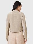 AllSaints Sadler Slim Fit Crew Neck Suede Jacket, Grey Mid