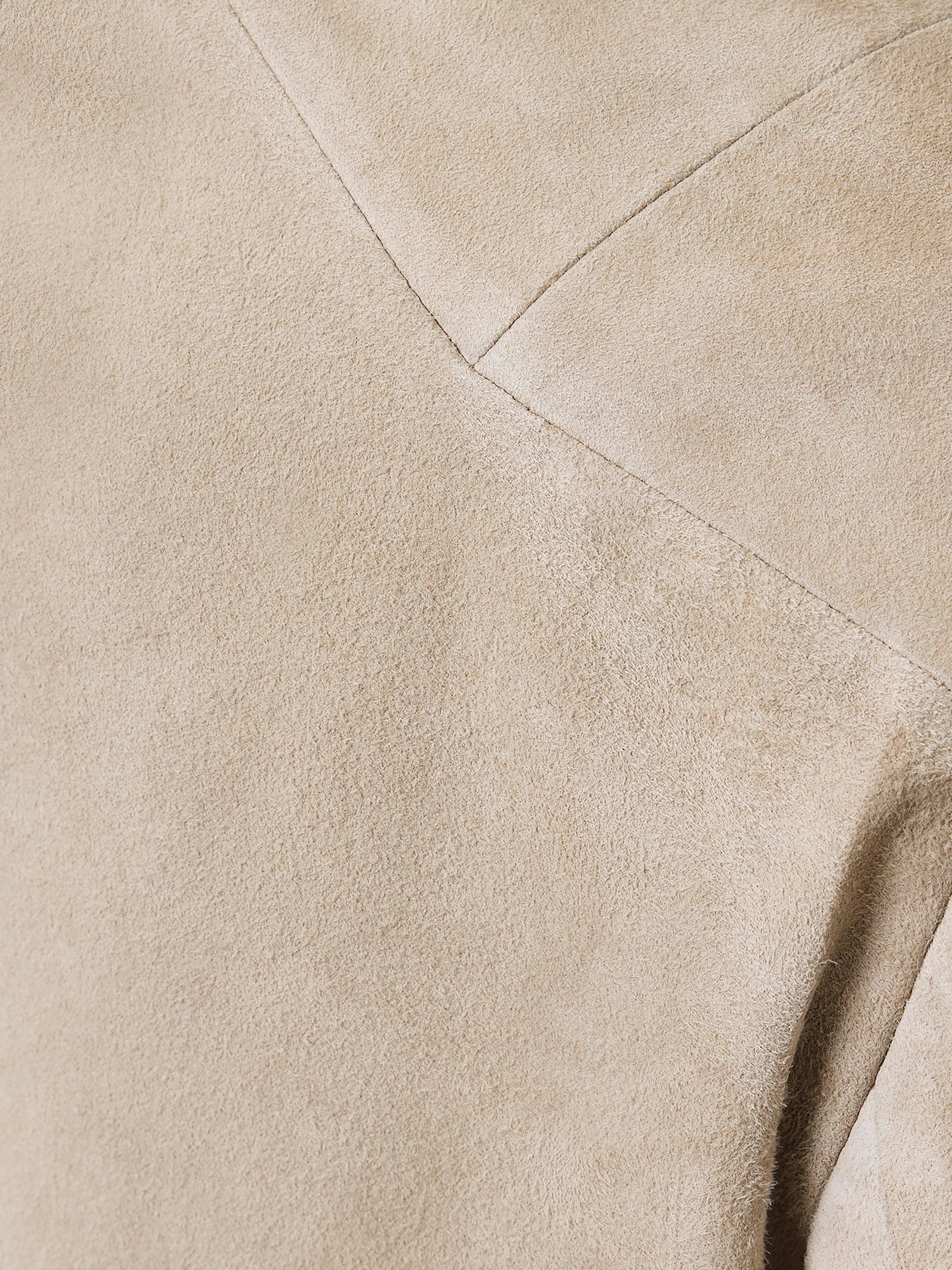Product image 8 of 9, which shows AllSaints Sadler Slim Fit Crew Neck Suede Jacket, Grey Mid, 12