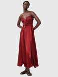AllSaints Faelyn Silk Maxi Dress, Rosewood Red