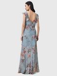 AllSaints Flora Printed Maxi Dress, Adena Dusty Blue/Multi